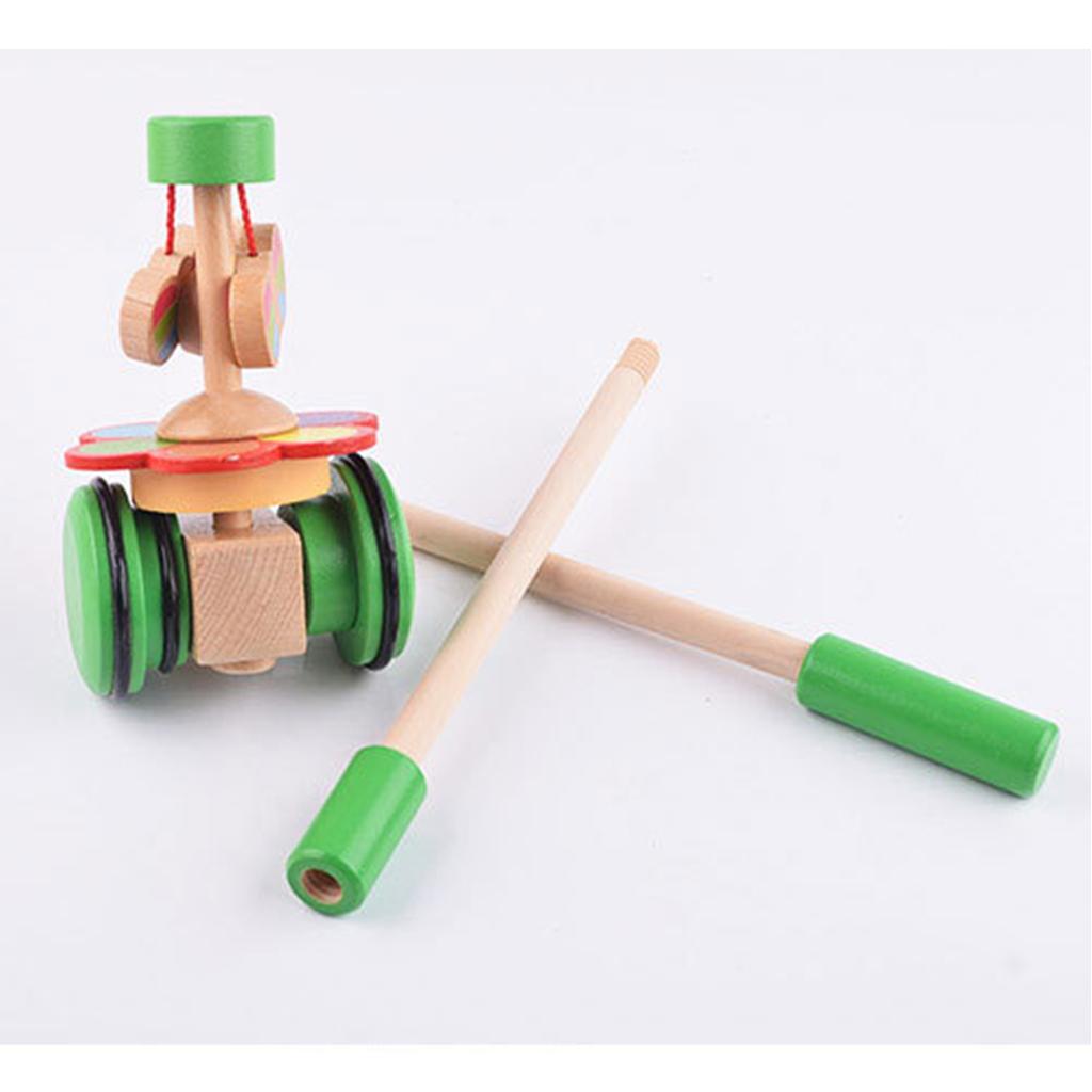 Cute Cartoon Wooden Trolley Push and Pull Walking Toy for Baby Toddler