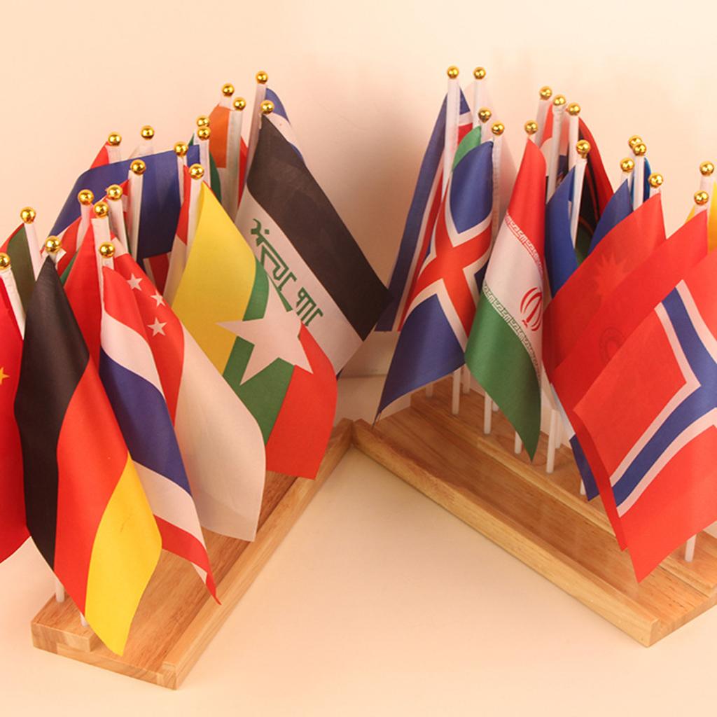 Montessori Educational Toy - 36 Hand Held Small International Flags On Stick