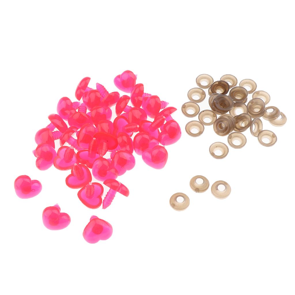 100pcs Plastic Safety Eyes Nose DIY Supplies for Stuffed Plush Toy Pink