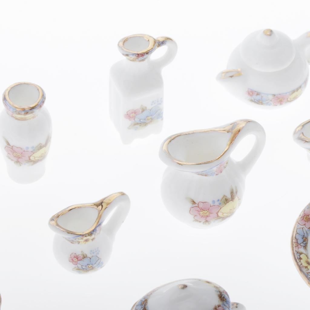 1/12 Scale Dollhouse Miniature Teacup Teaware Dish Tea Set Accessory