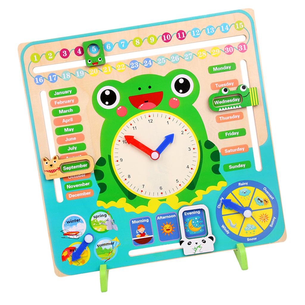 Early Teaching Multi-Functional Frog Learn Weather Clock Time Cognitive Toy