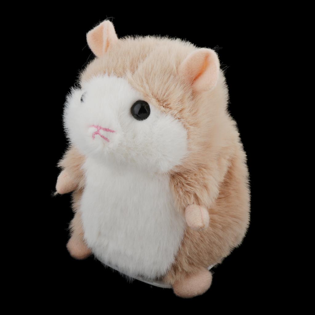 12cm Talking Walking Plush Hamster Kids Interactive Toy Gift Brown