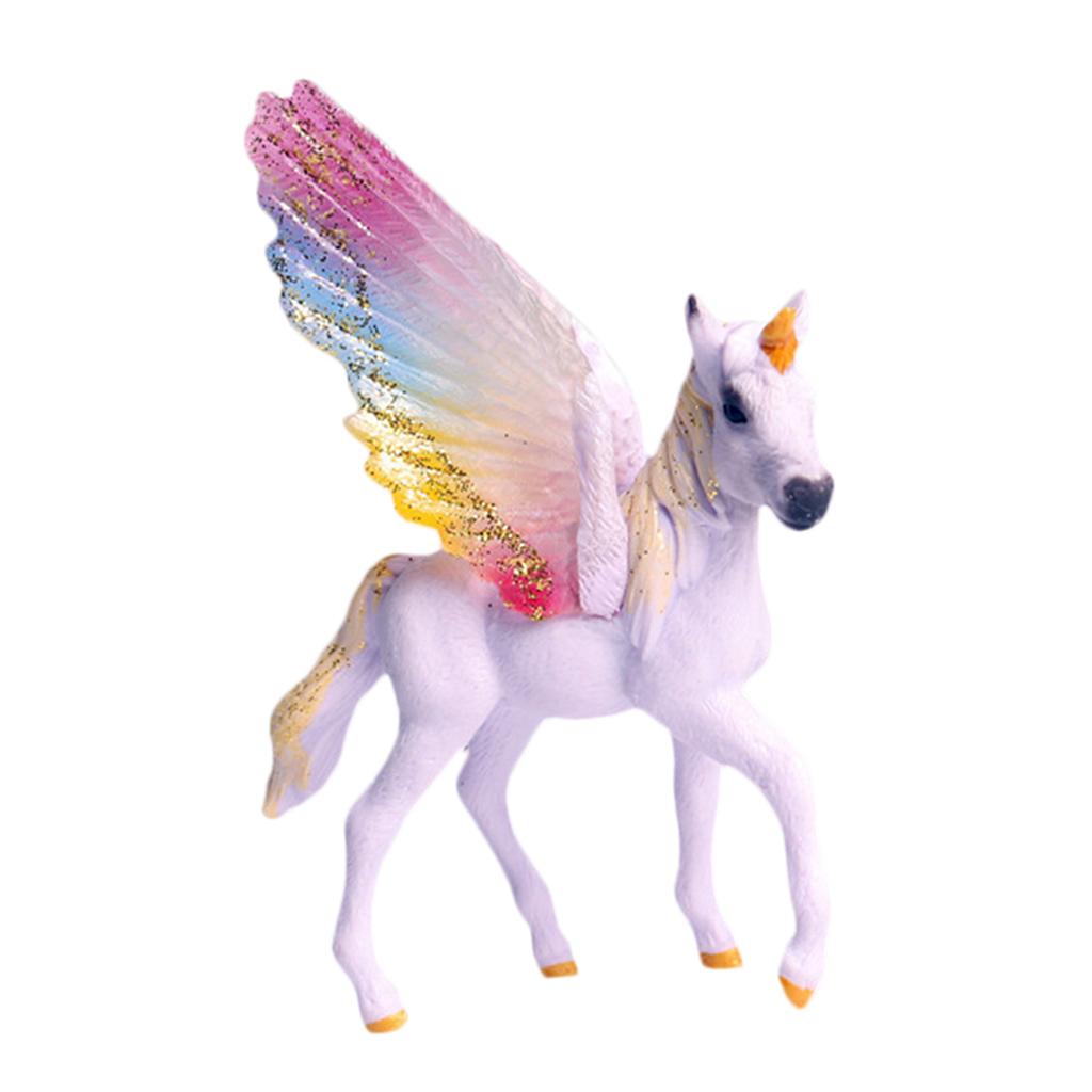 Fantasy Horse Model Mythical Pegasus Figures Ornaments Toys Purple Rainbow