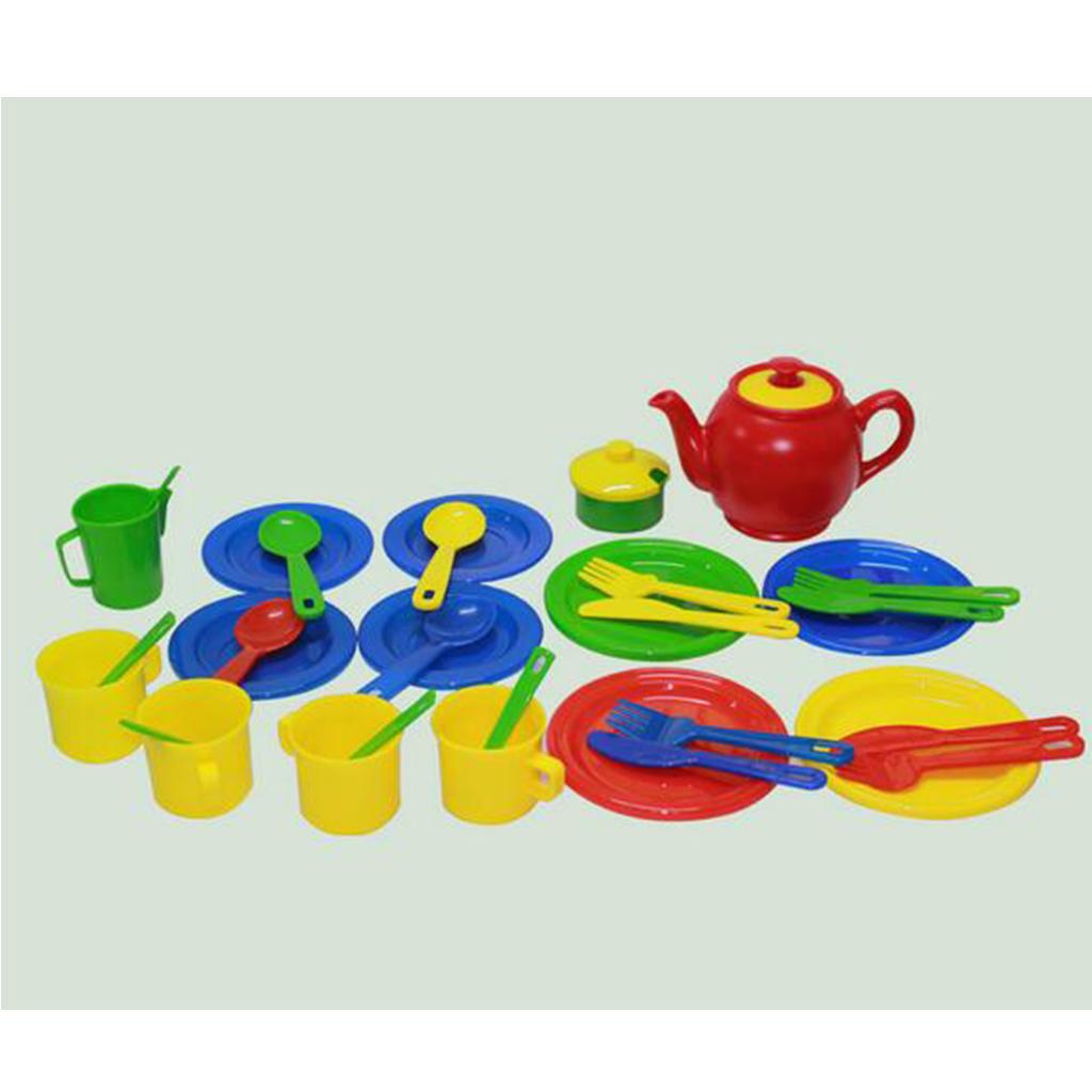 34pcs Full Tableware Tea Sets Pretend Play Kitchen Romm Game Playset Toys