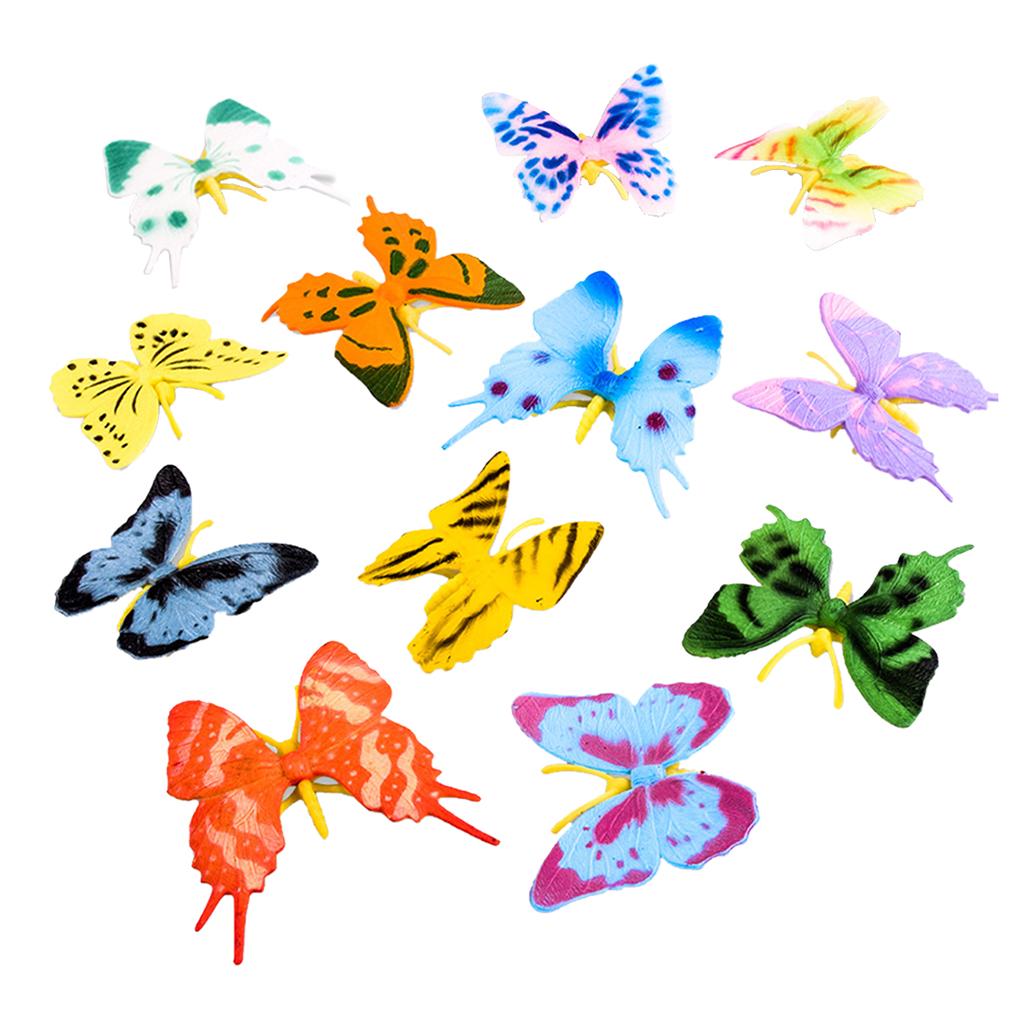 12 Realistic Insects Plastic  Butterfly Character Action Figures Model Toys