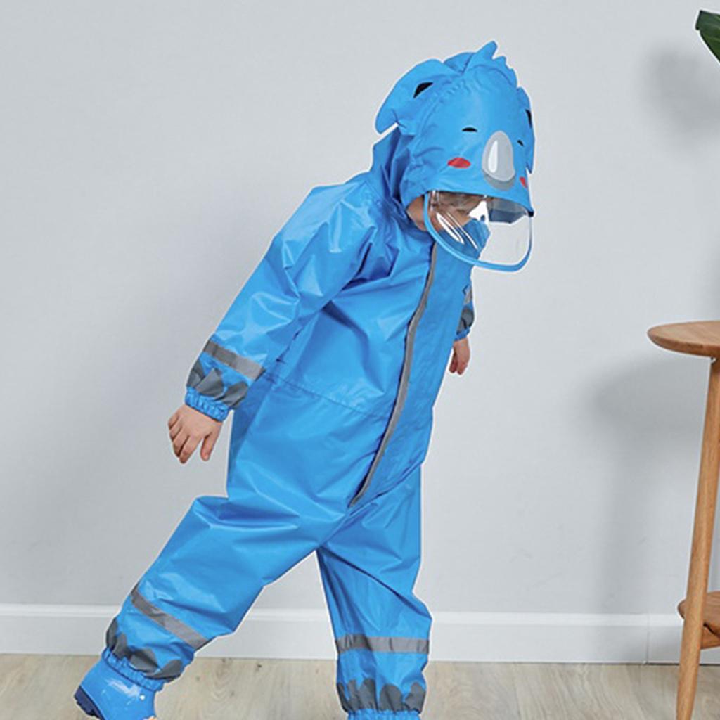 Cute Raincoat Children Cartoon Rain Coat Kids Rainwear Waterproof blue L