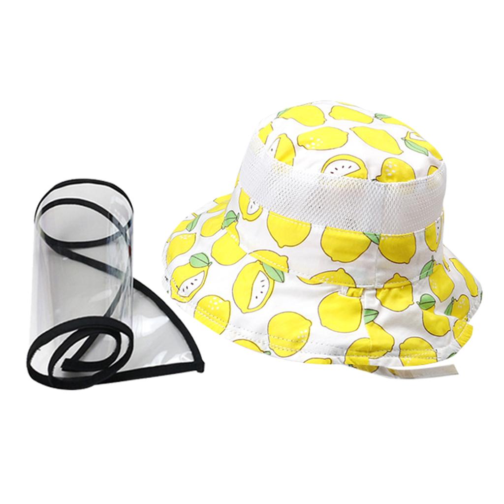 Kids Anti-spitting Hat Dustproof Clear Cover Shield Bucket Hat Lemon 50cm