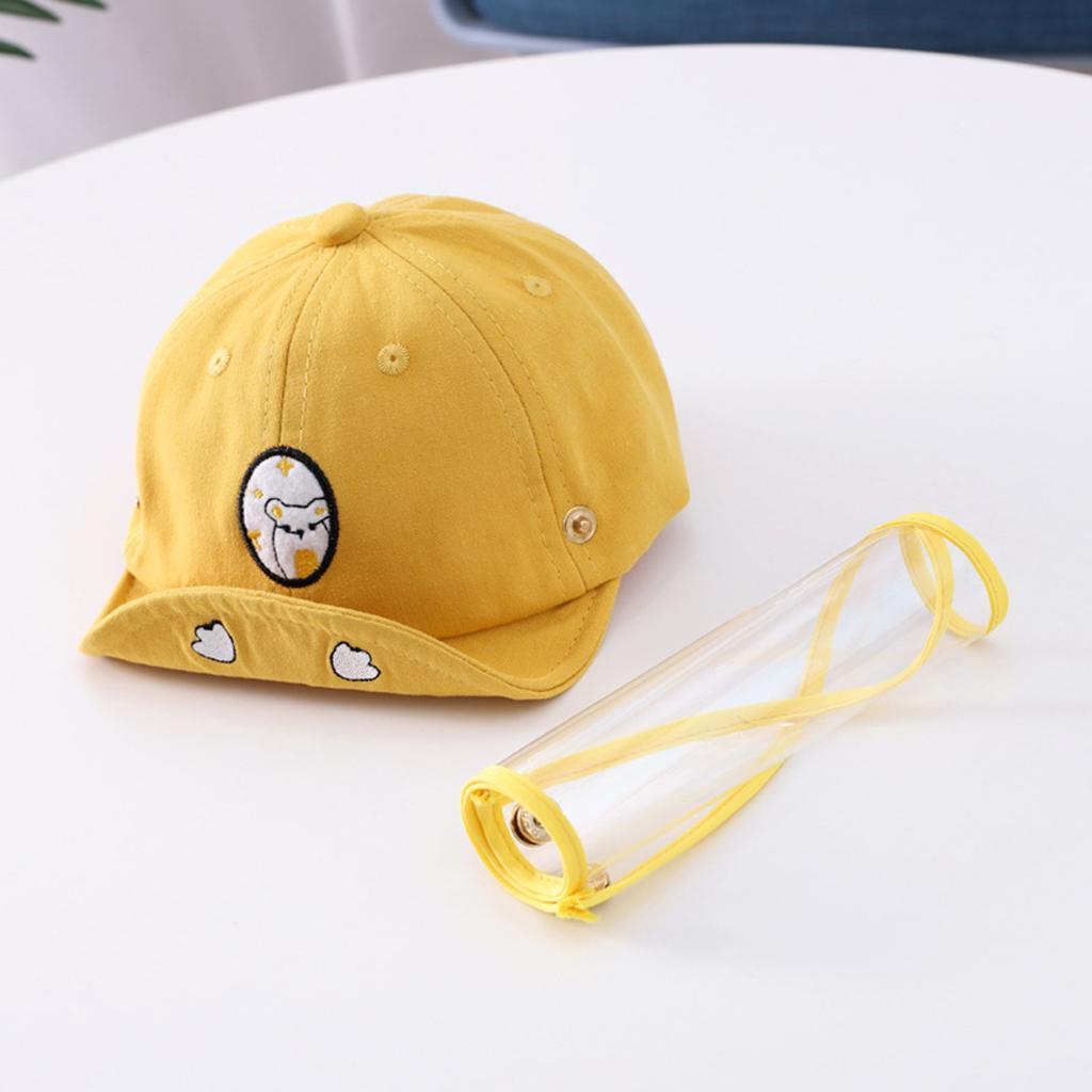 Cartoon Cute Protection Hat Cap with Face Shield for Kids Babies Yellow