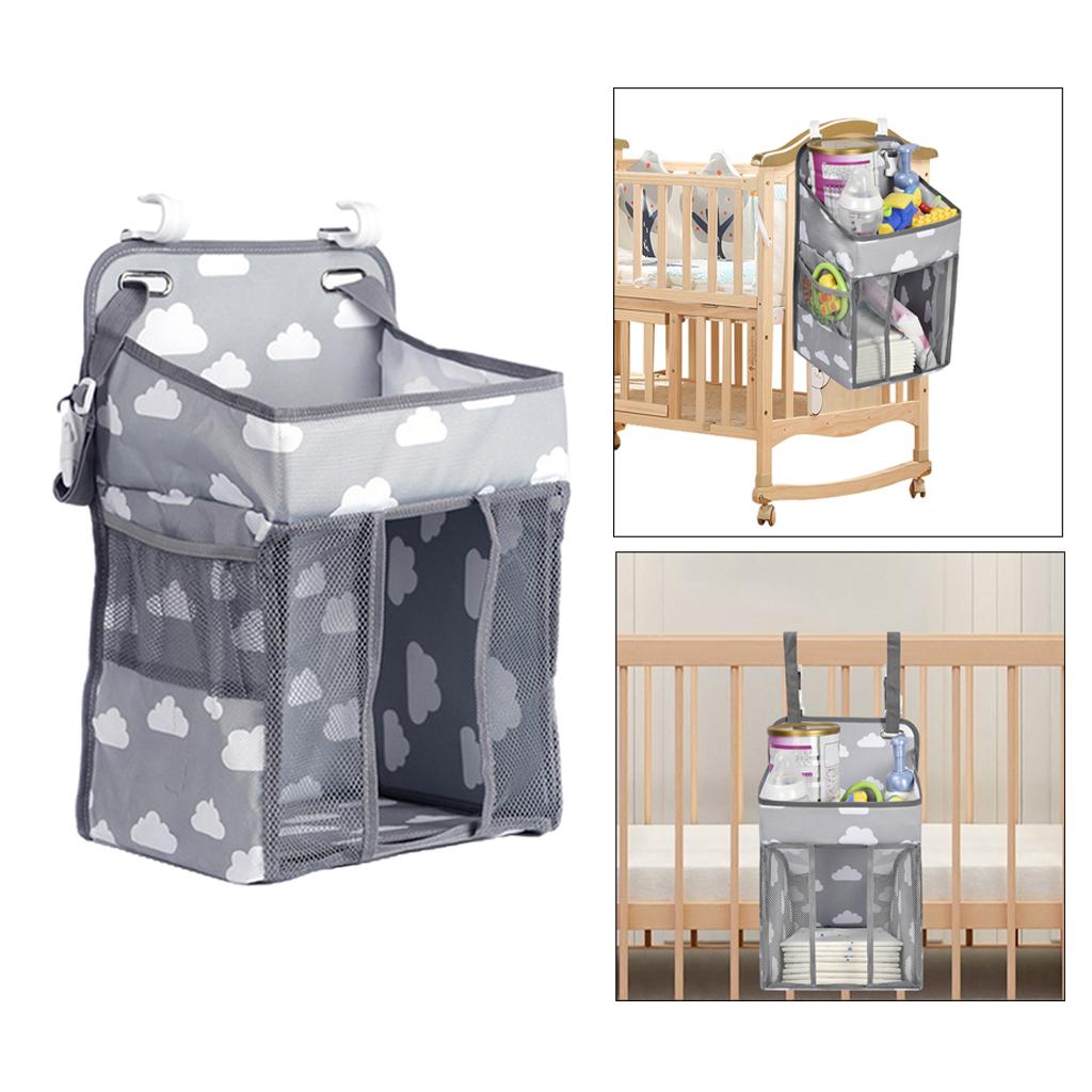 Baby Crib Storage Bag Hanging Pocket Nursery Infant Diaper Clothes Organizer