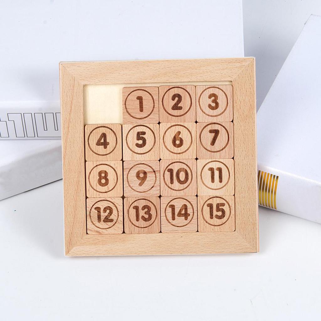 Kids Sliding Block Klotski Brain Teaser Wooden Puzzle Gift Sliding Puzzle Style1