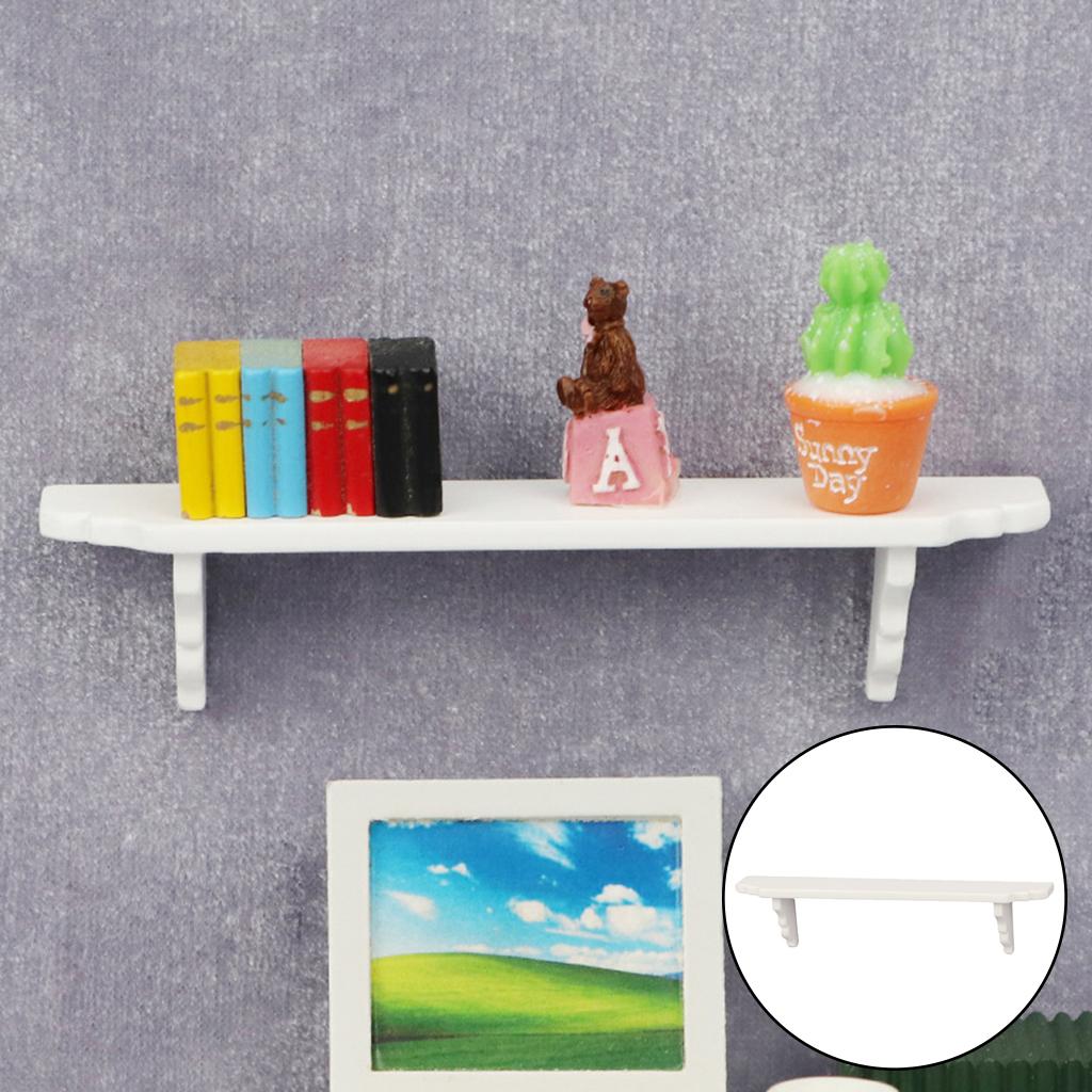 2xDolls House White Wooden Wall Shelf Miniature 1:12 Scale Furniture Accs