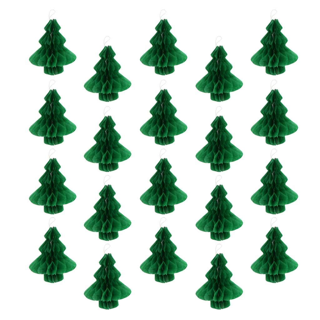 20pcs 3d Paper Honeycomb Christmas Tree Bell Cake Xmas Home Hanging Decorations Ebay
