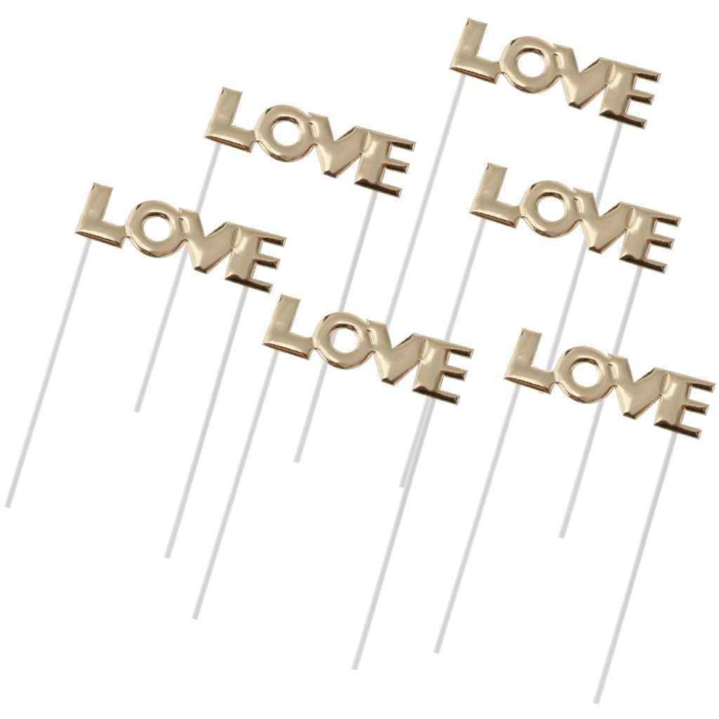 6 Pieces Love Letter Cake Topper Cake Banner Wedding Party Cake Centerpieces