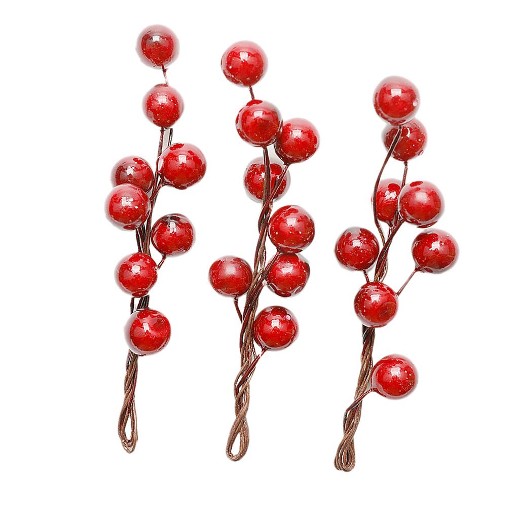 3 Pieces Berry Holly Hairpins Woman Bridal Hair Sticks Wine Red