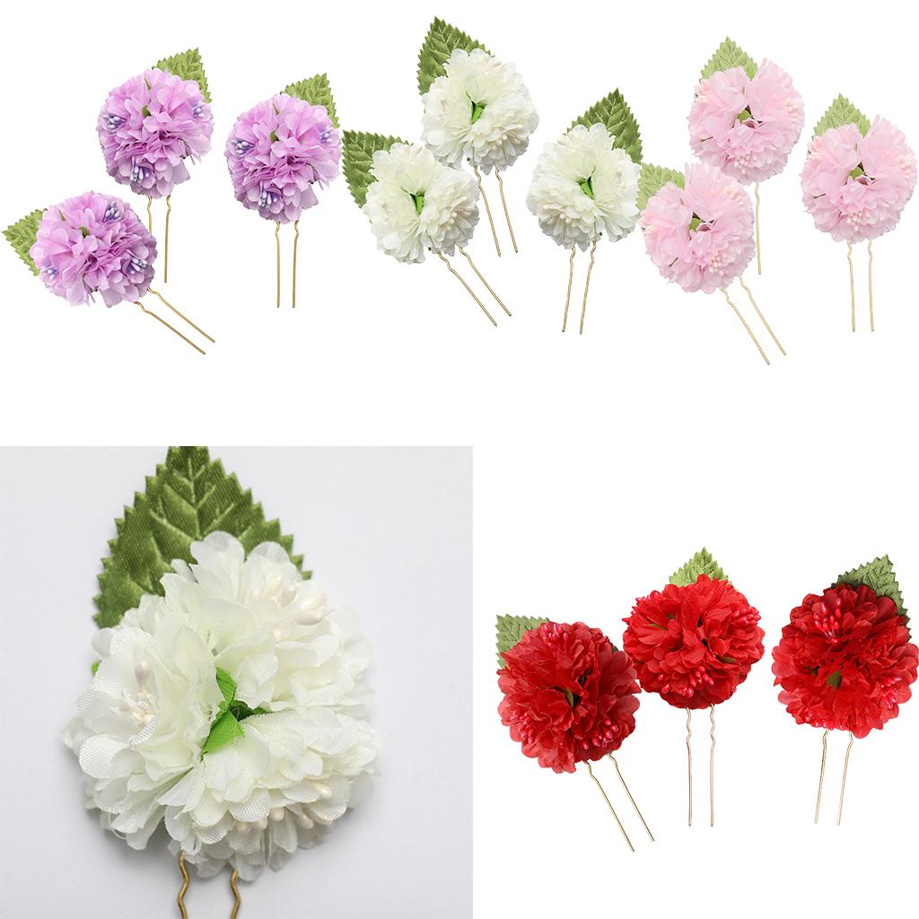 3Pcs/Set Bridal Flower Hairpin Hair Ornament Headwear Jewelry Red