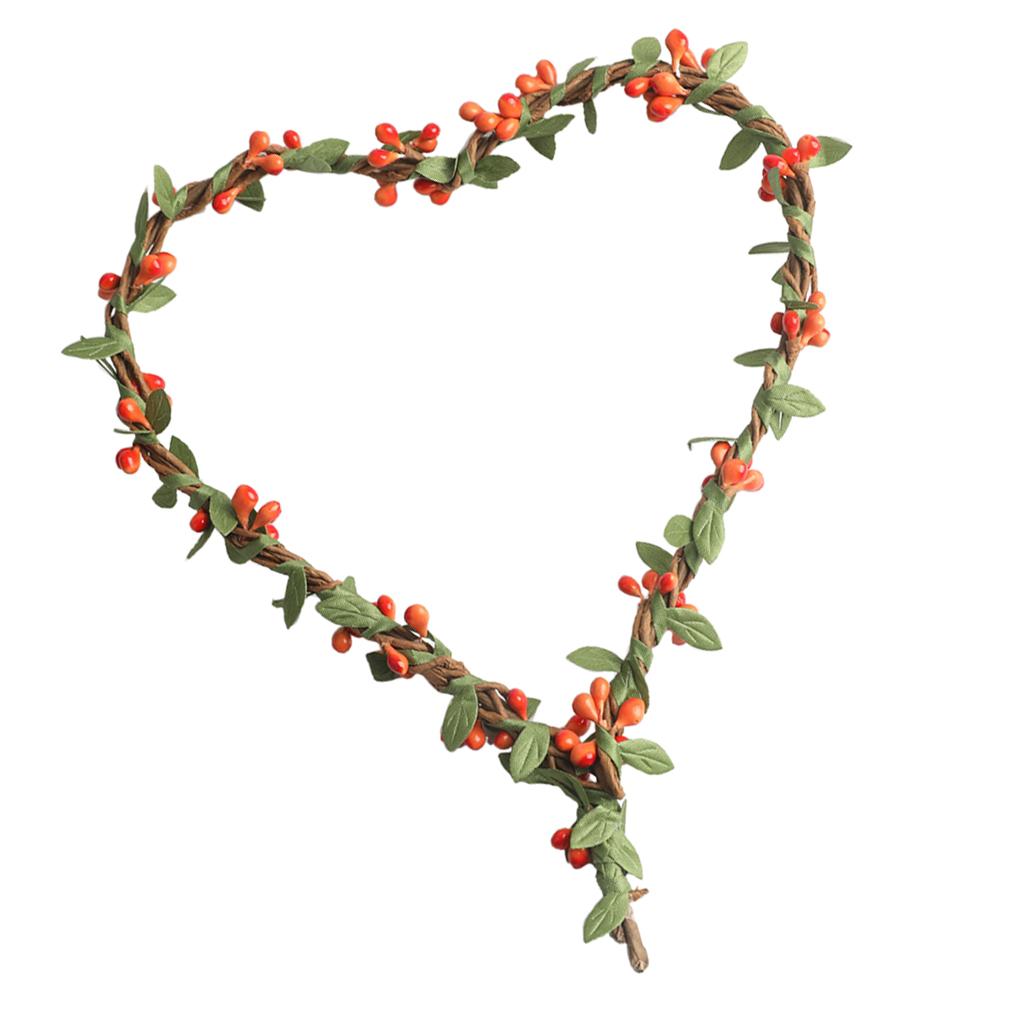 Handmade DIY Heart Flower Leaf Wreath Garland Forehead Hair Band  Orange