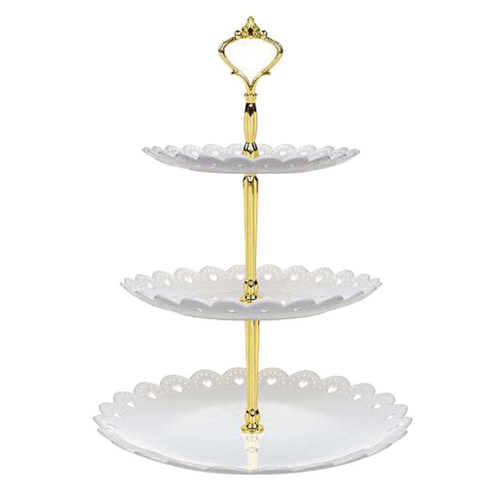 3-Tier Cupcake Stand Dessert Mini Cakes Fruit Candy Display Tower White