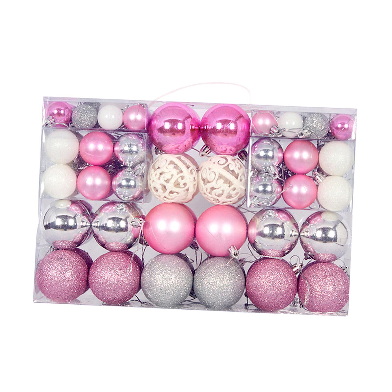 Christmas Ball Ornaments Pink White Silver