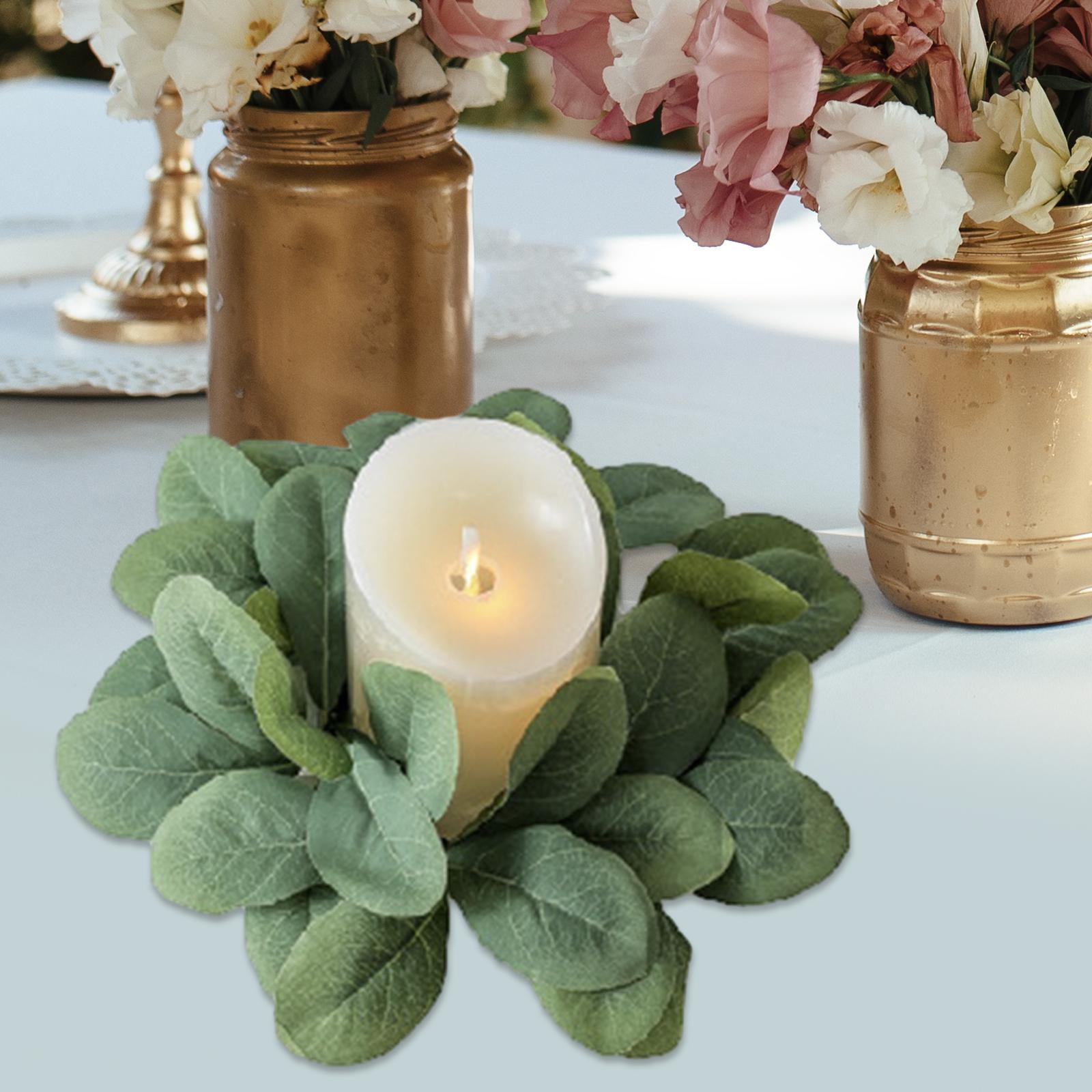 Artificial Candle Rings Desk Eucalyptus Wreath for Thanksgiving Cafe Holiday