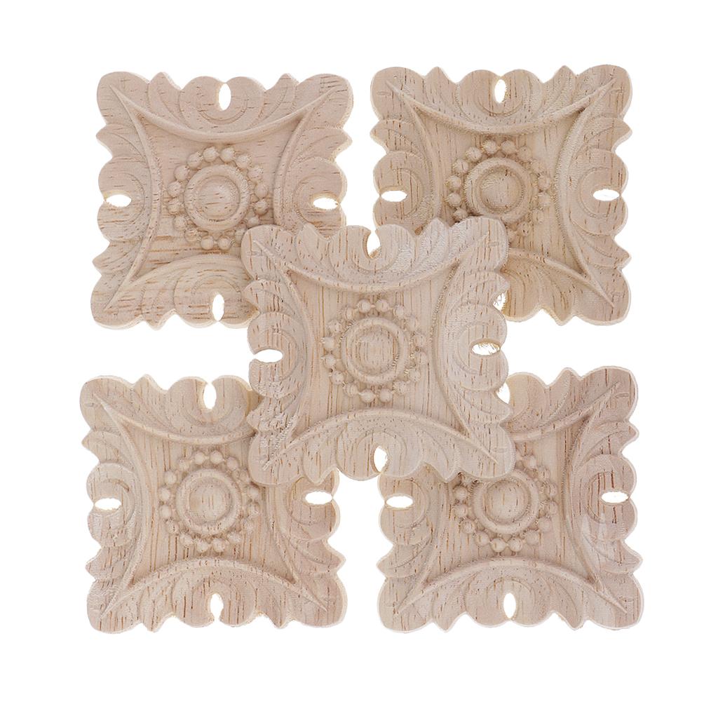 12 Pezzi Decorazioni Legno Intagliato Floreale - Applicazione Angoli Per Mobili E Porte - Foto 3