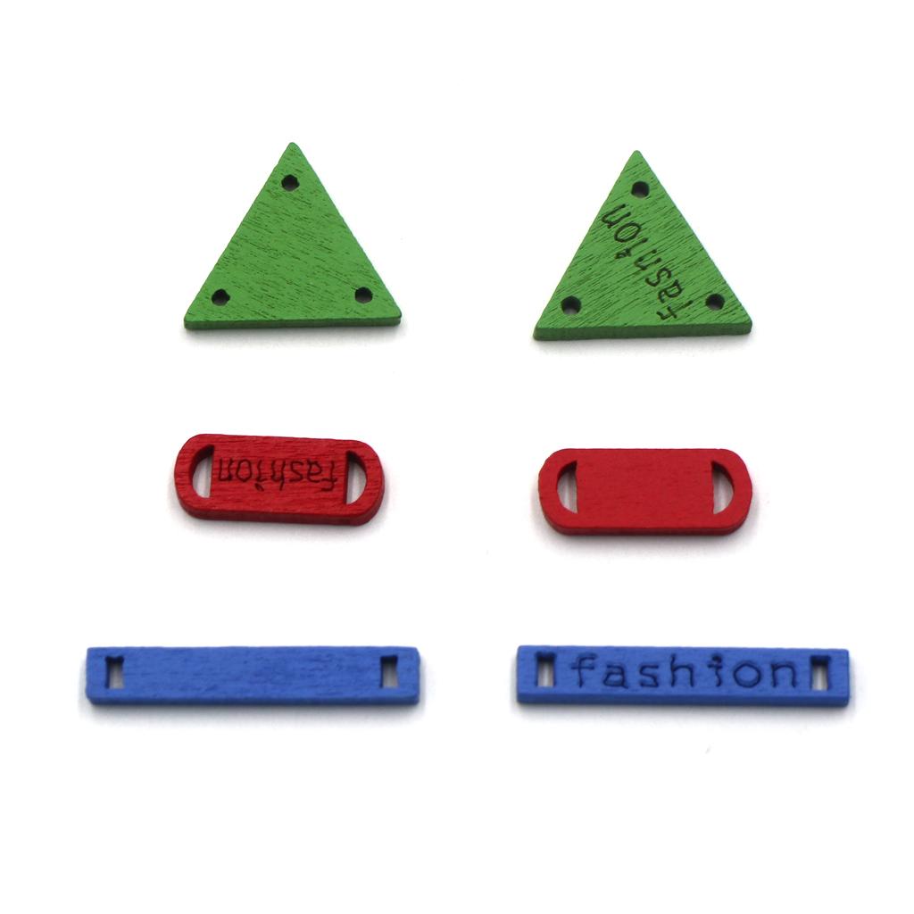 6x30 Pieces Mixed Geometric Flatback Wooden Sewing Buttons DIY Scrapbook Craft