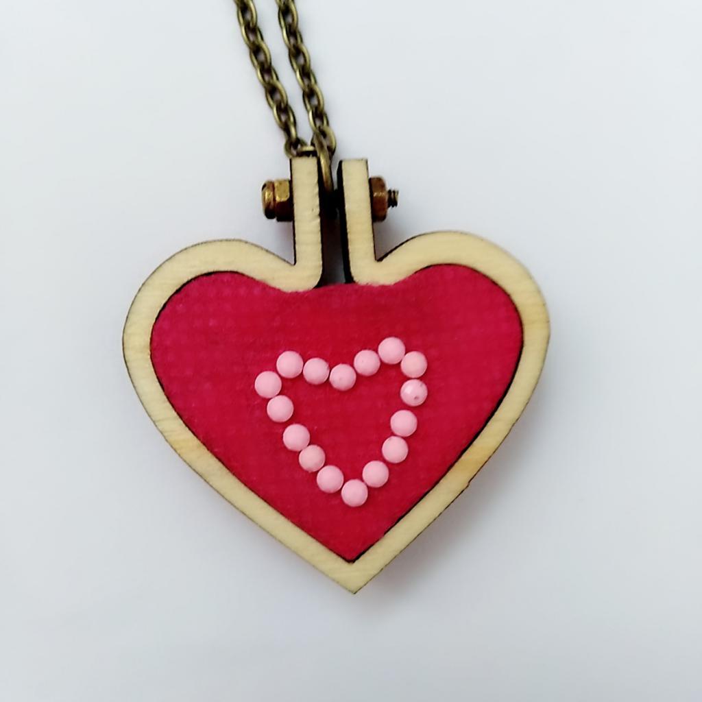 2x2 Set DIY Wooden Cross Stitch Hoop Mini Embroidery Frame Craft heart