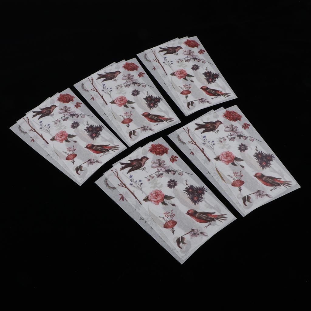 5Sheets PVC  Transparent Stickers Labels Self Adhesive Washi Stickers C