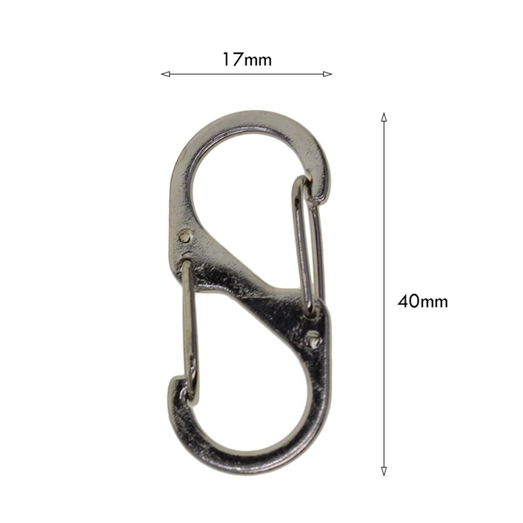 10/20Pcs S Spring Snap Lock Heavy Duty Steel Carabiners Clips Silver