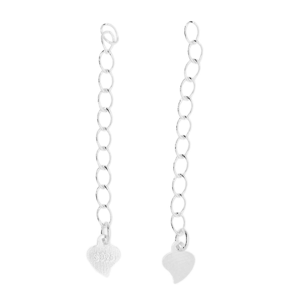 2pcs 925 Sterling silver extender chains love heart connect chain Silver