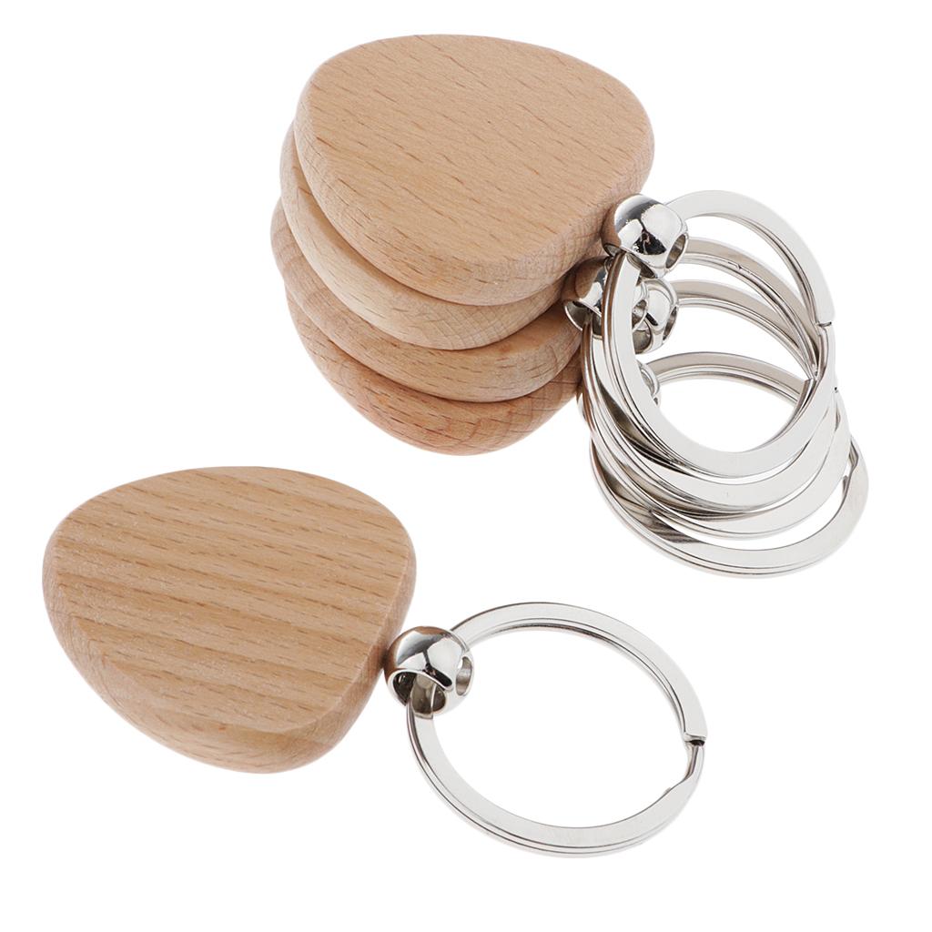 5X Wood Charms Blank For DIY Personal Keychain  heart 37x35mm