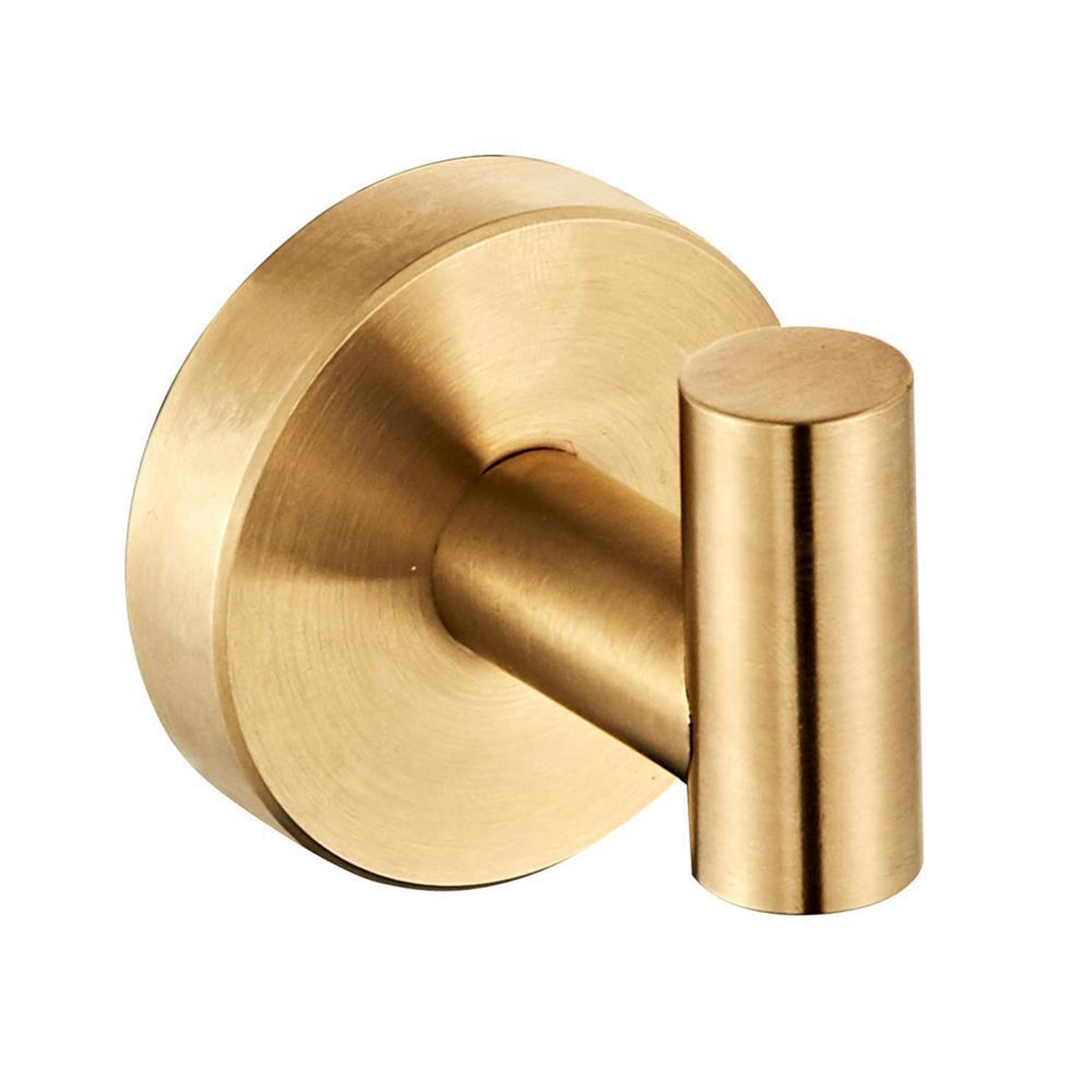 3x  Shower Robe Hook Toilet Paper Holder Shelf Set brushed golden