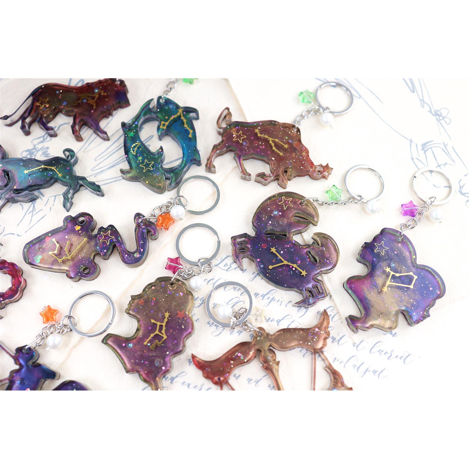 Keychain Silicone Mold Craft Durable for Keychain Pendant  Zodiac