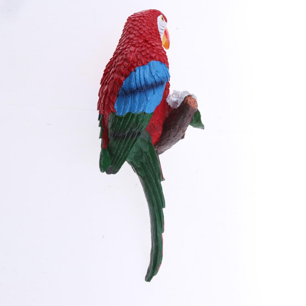 Simulation Parrot Birds Sculpture Wall Hanging Cute Macaw Resin Craft Red#1