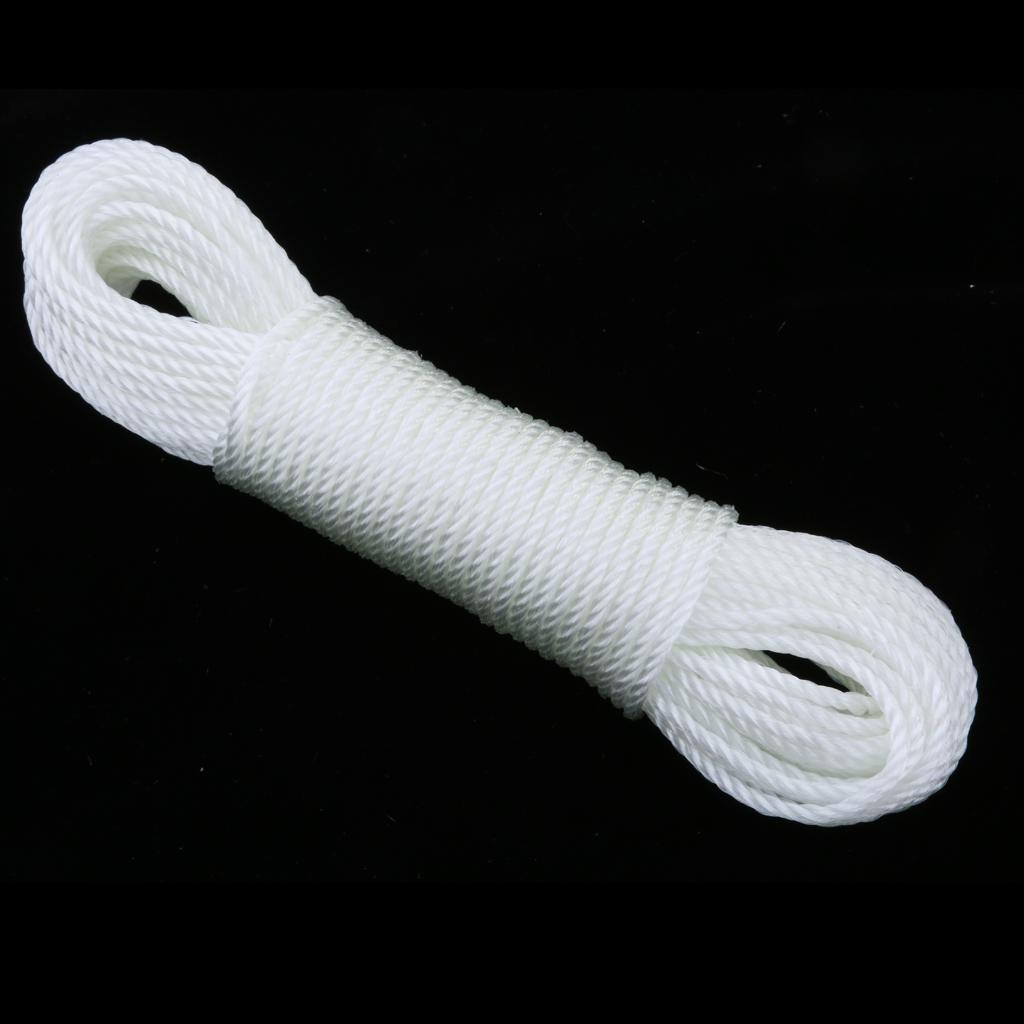 20m 10m Nylon Braided Rope for Camping Gardening Clothesline White-20m