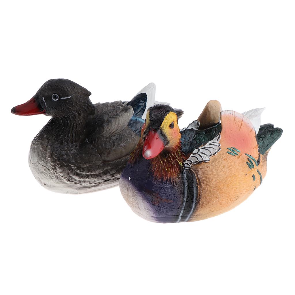 One Pair of Resin Mandarin Duck Statues 22x13x12cm (8.66x5.11x4.72inches)