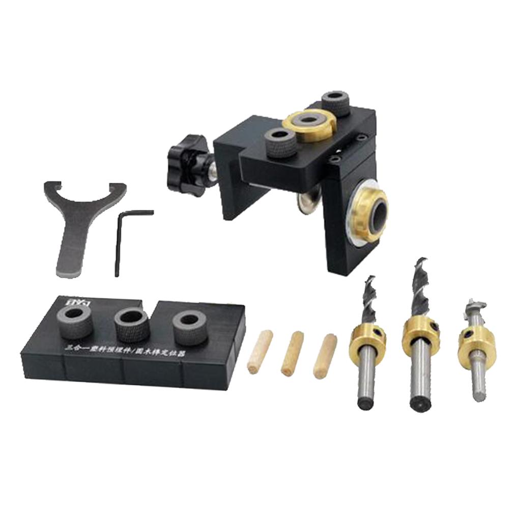 Metal Woodworking Guide Positioner Kit Wood Dowel Hole 