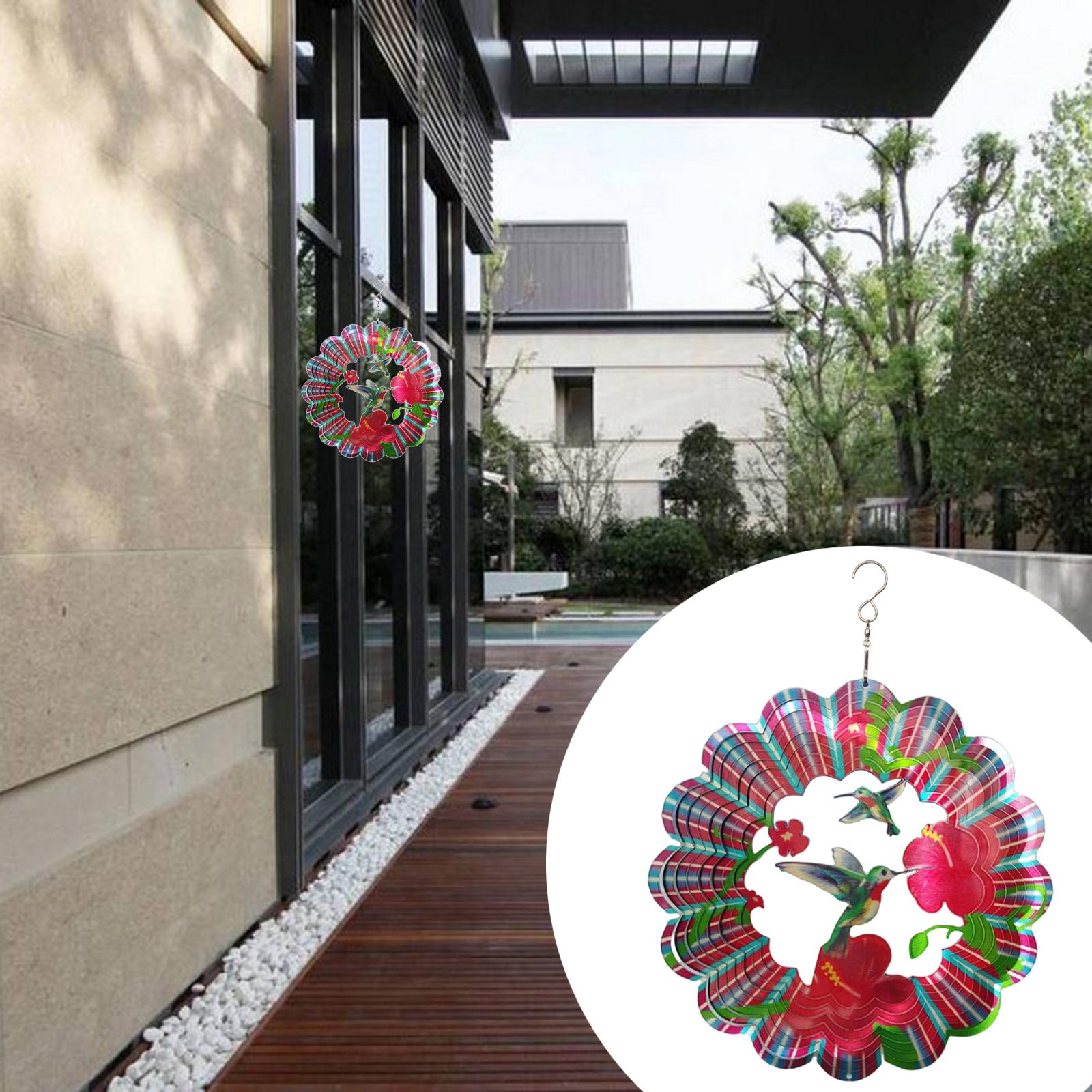 Wind Spinners with Stable Stake Garden Spinner Reflective Painting  Style11