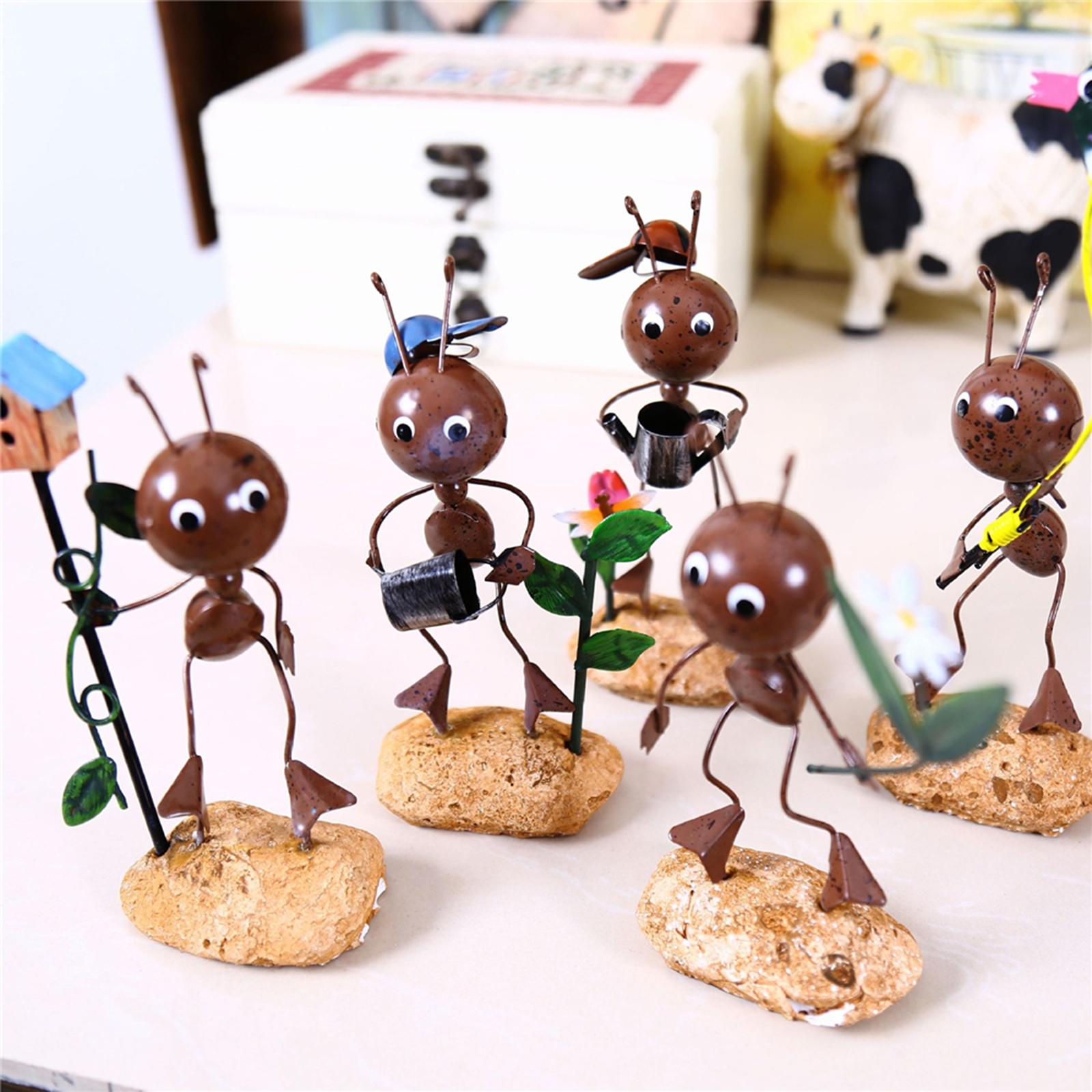 2 Pieces Ant Figurine Statue Home Office Desktop Ornament