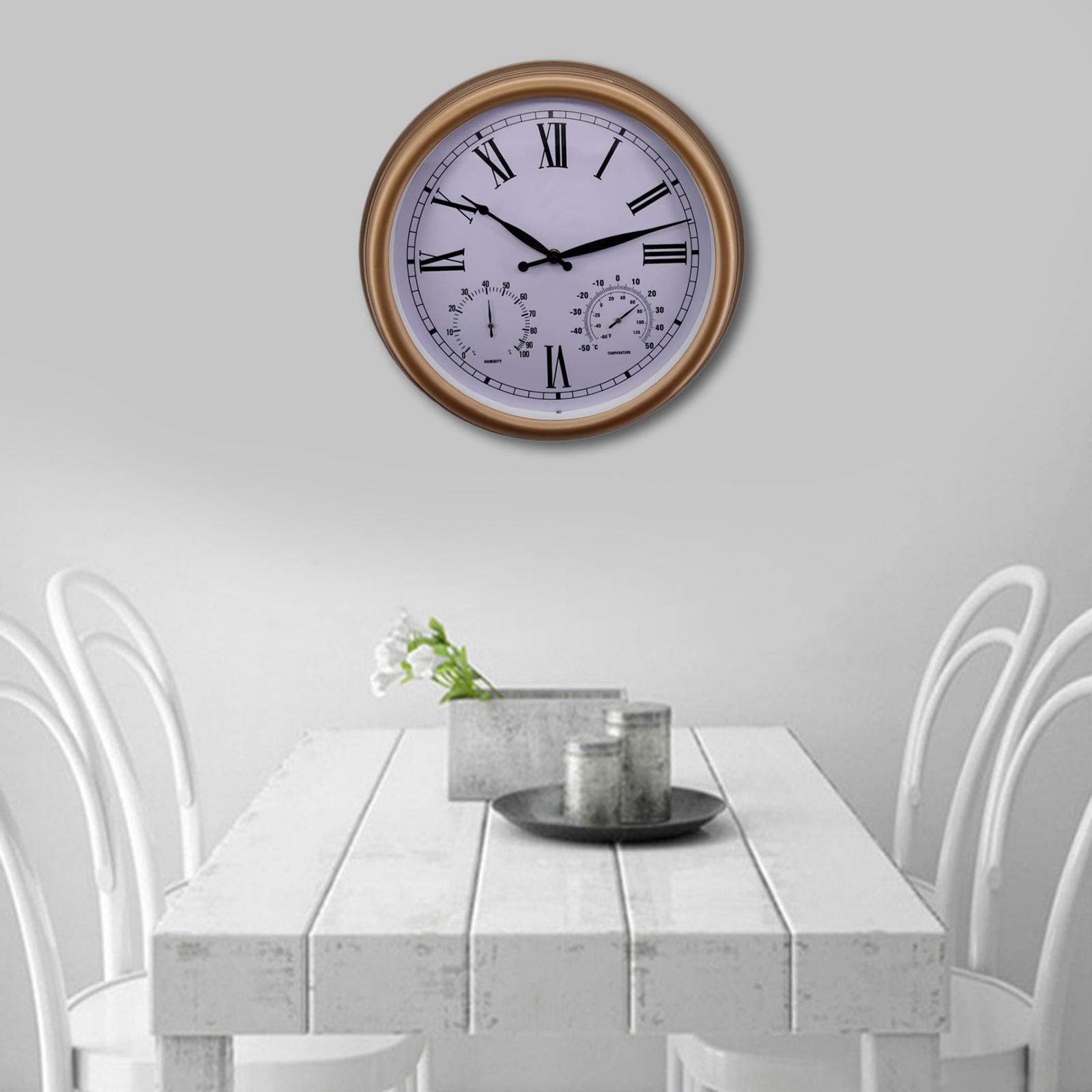 15'' Hanging Wall Clock Thermometer Humidity Hygrometer Accuracy Gauge C/F