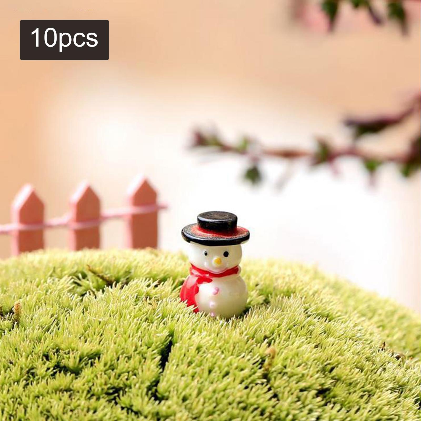 10Pcs Resin Miniatures Snowman Figurines Christmas Crafts Decoration