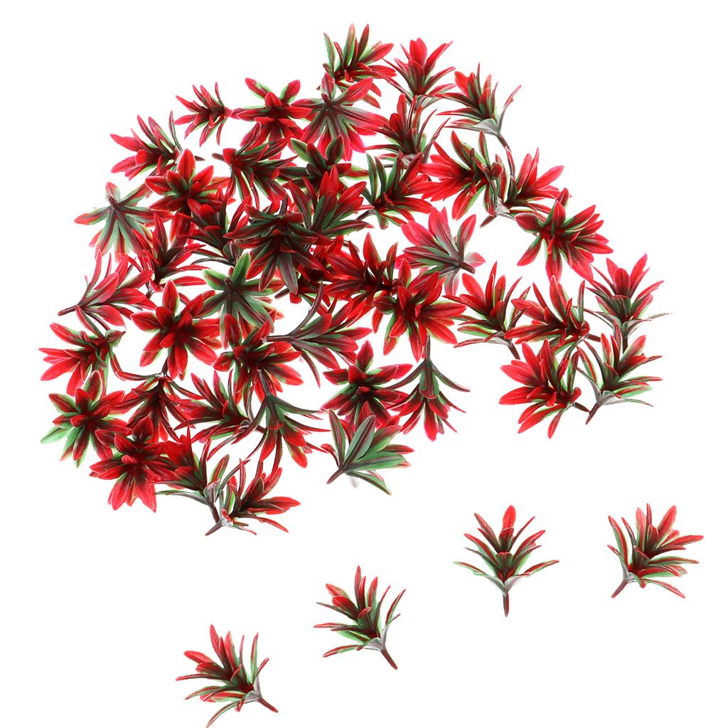 50 Pieces Orchid Flower Model, Sand Table Building Kits Miniature Red