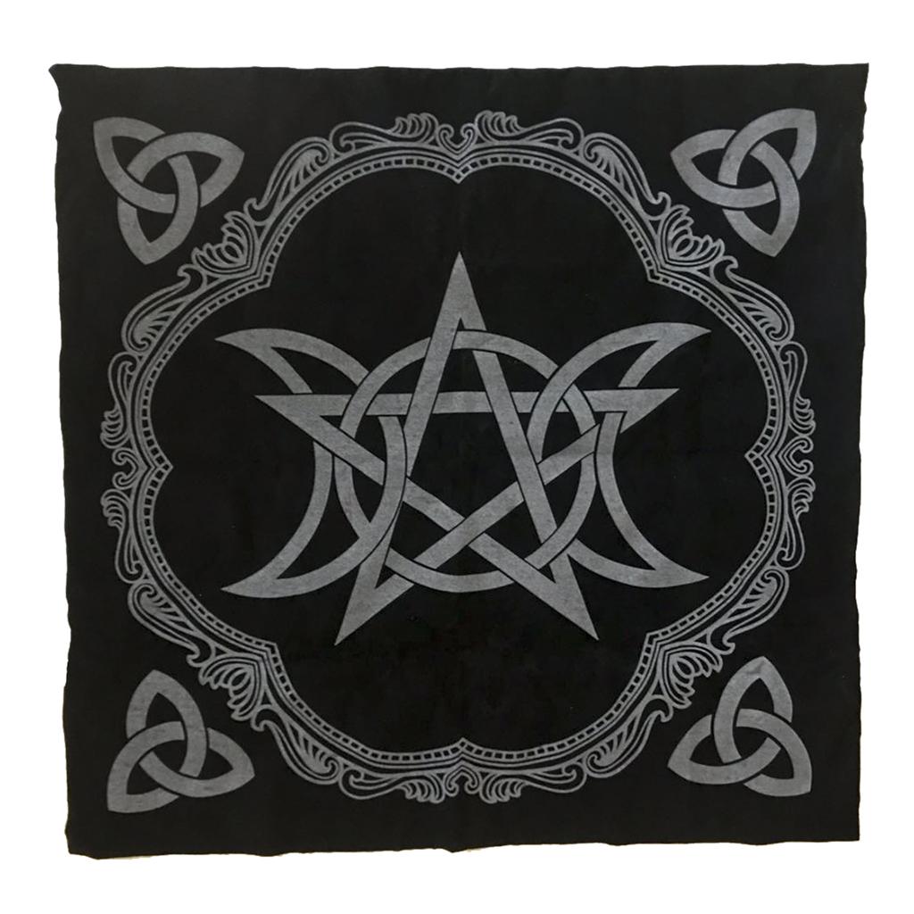 1x Altar Tarot Table Card Cloth Moon Velvet Tapestry 49cm Black Square