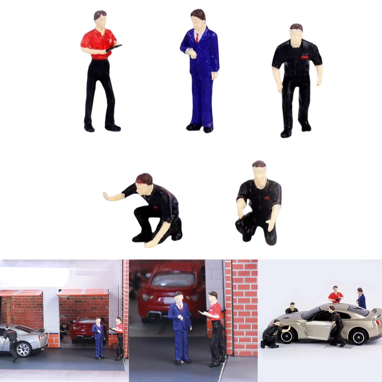 5x 1/64 Repairman Figures Miniature Scenes Desktop Ornament Ornaments Black