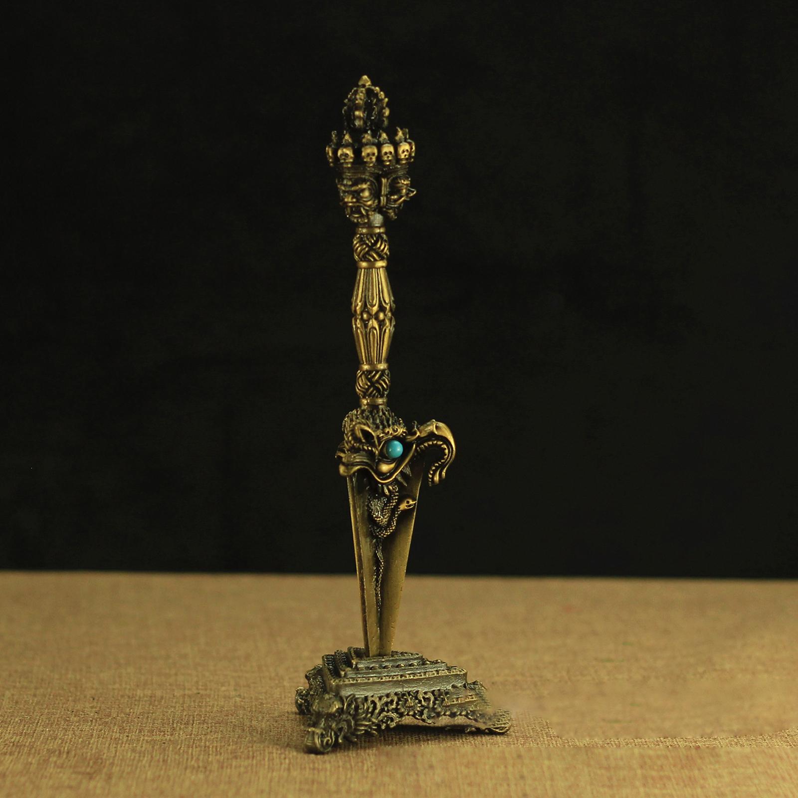 Vajra Pestle with Base Statue Brass Pestle for Office Ritual Holiday