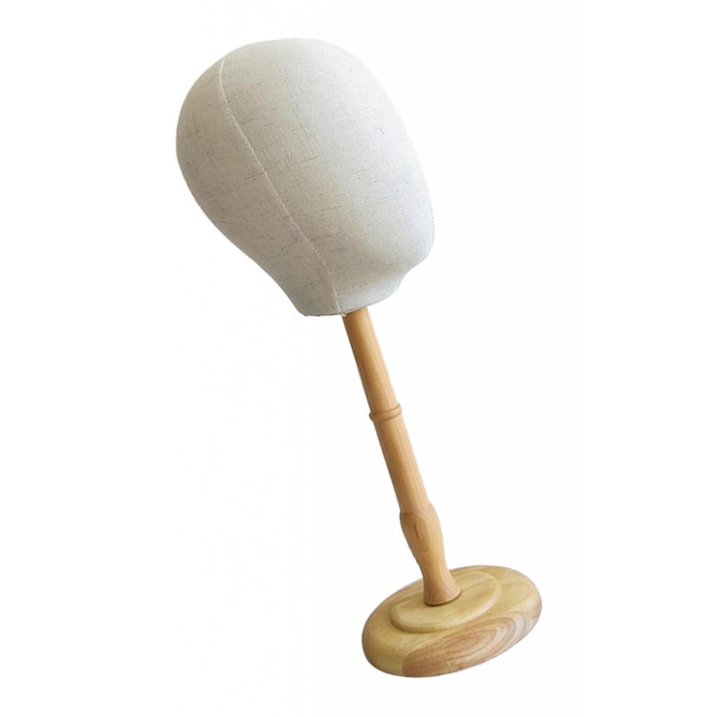 Canvas Tabletop Wig Mannequin Hat Holder Stand Display Manikin Model High Wood