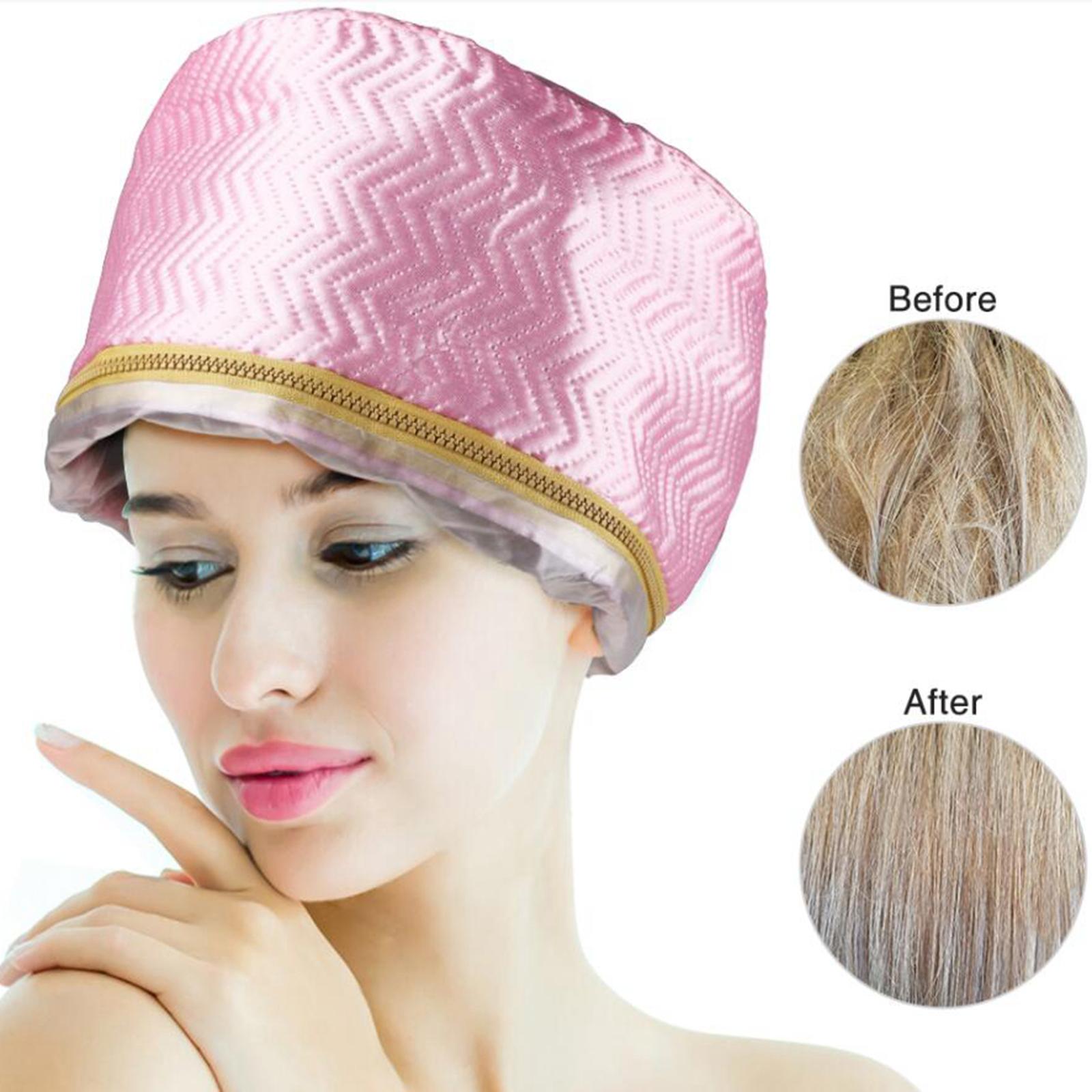 Electric SPA Hair Thermal Treatment Heating Cap Hair Care Steamer Hat Pink