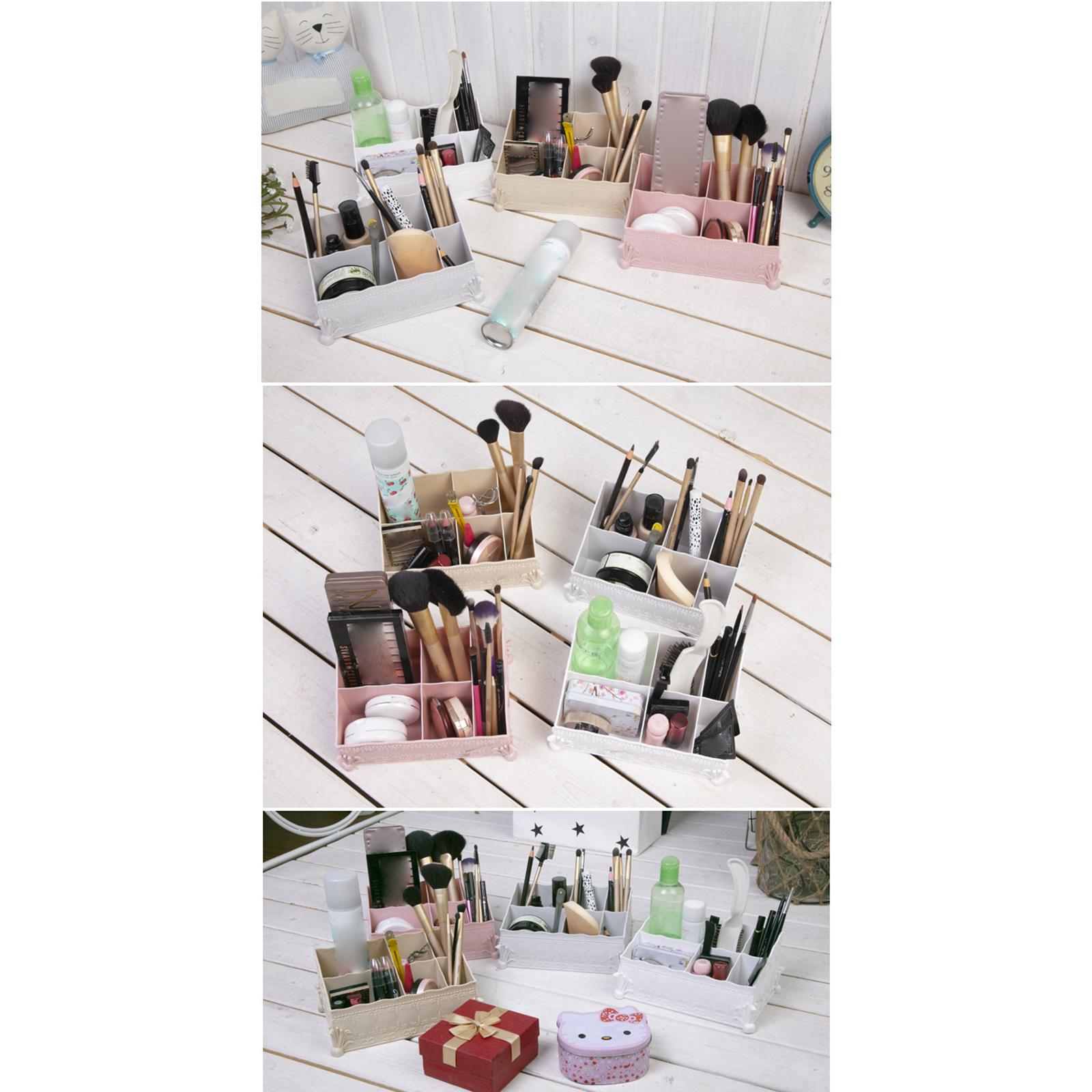 6 Grids Desktop Organizer Multifunctional Dresser Cosmetic Storage Box White