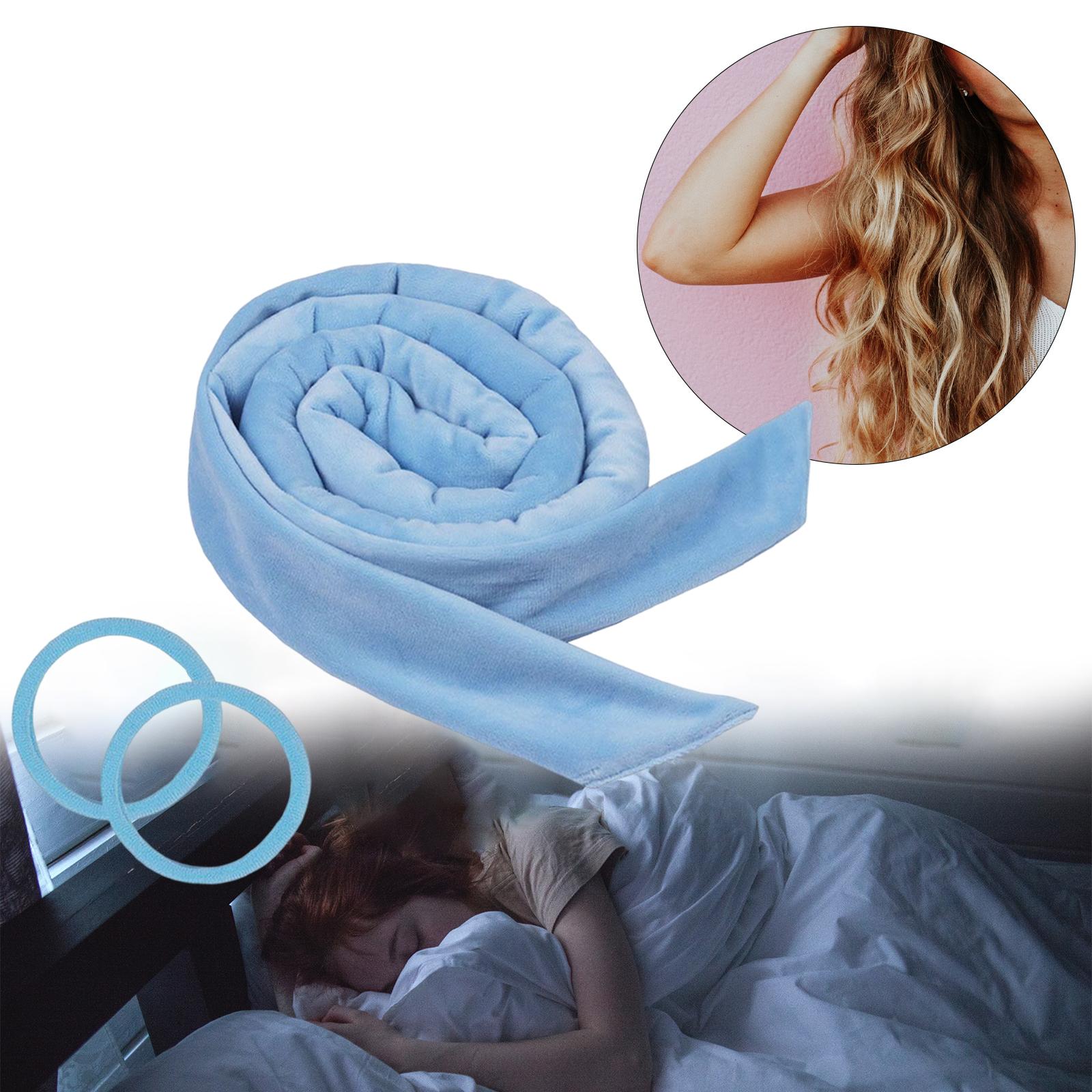 Women Heatless Curling Rod Headband with Scrunchies hair Styling Tools Blue