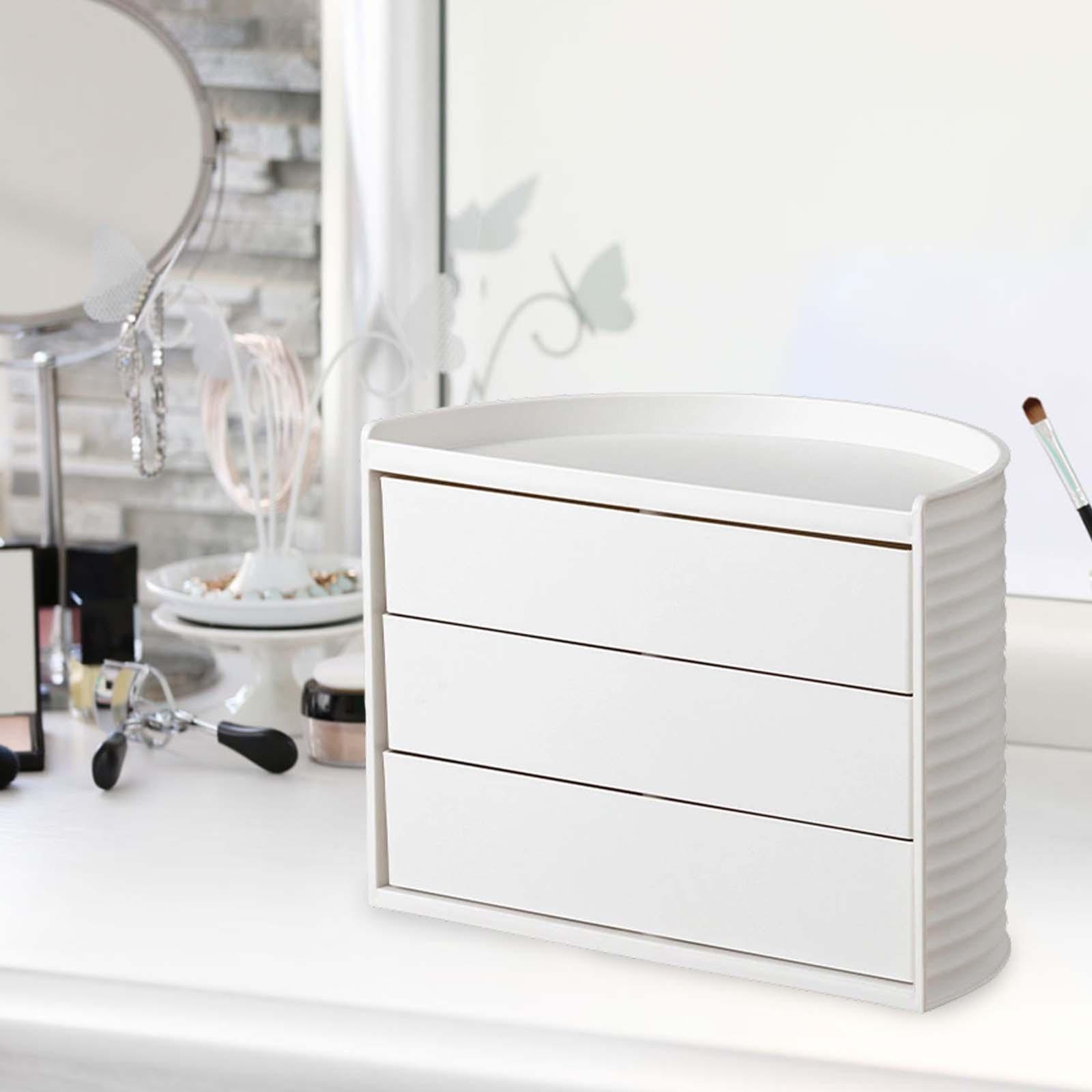 Rotating Desktop Makeup Organizer Countertop Container for Cosmetic Bathroom White