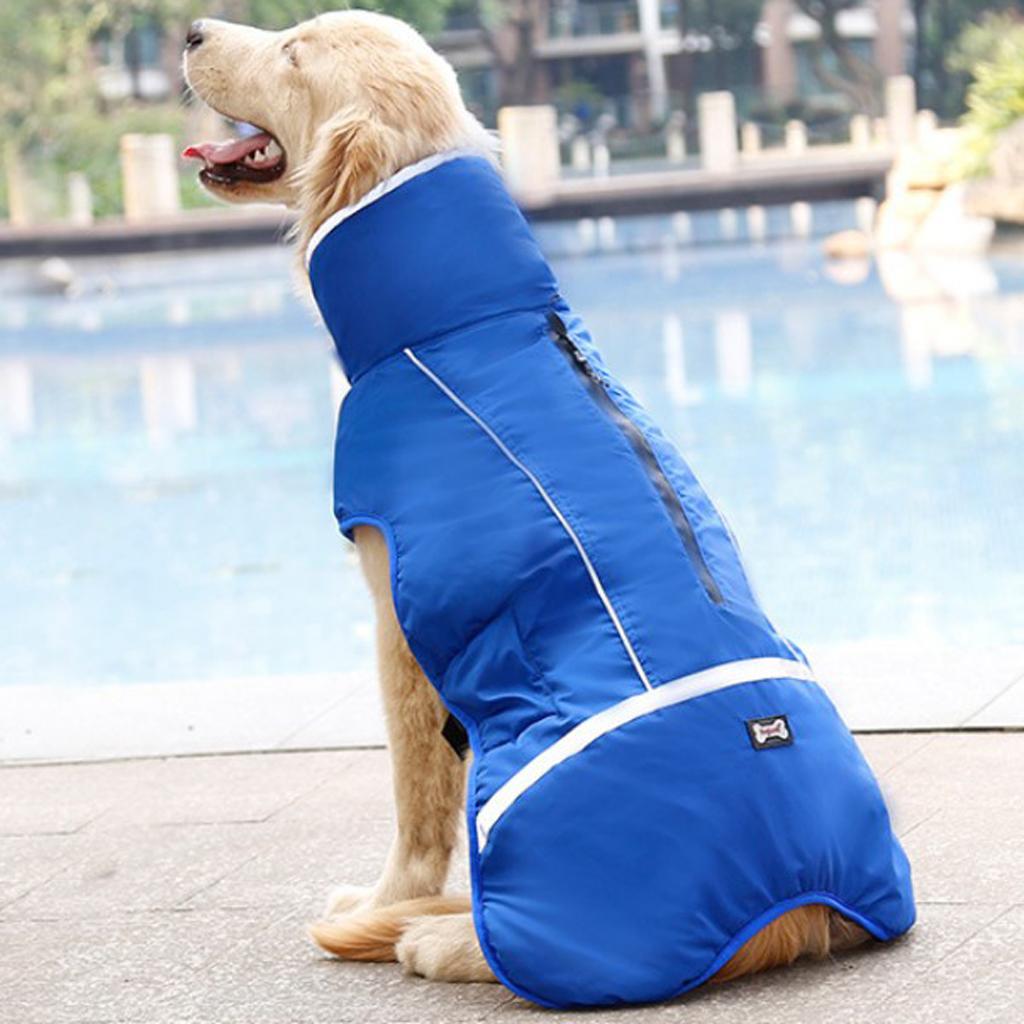Waterproof Dog Coat Vest Warm Padded Reflective Puppy Clothes  Blue L